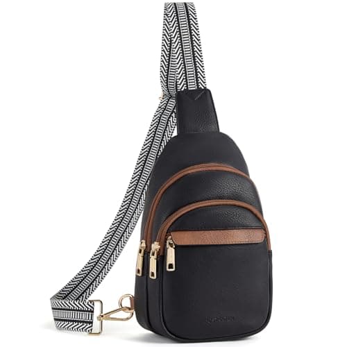 BOSTANTEN Small Sling Bag for Women Leather Crossbody Bags Fanny Pack Chest Bag for Travel, Black - Image 1