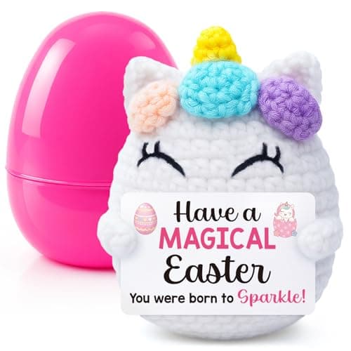 Funny Unicorn Easter Gifts for Kids Easter Basket Stuffers for Teens Girls, Easter Egg Fillers for Her Daughter Sister Friends Women Handmade Positive Crochet Animals Emotional Unicorn Support Present - Image 1