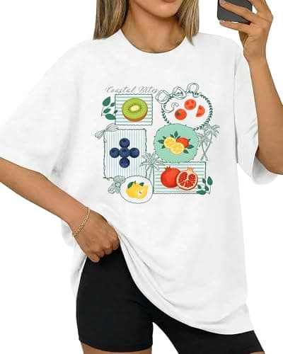 Aiyino Yk2 Womens Oversized Graphic T Shirt 100% Cotton Lemon Fruit Shirt Casual Summer Loose Fit Tee XXL - Image 1