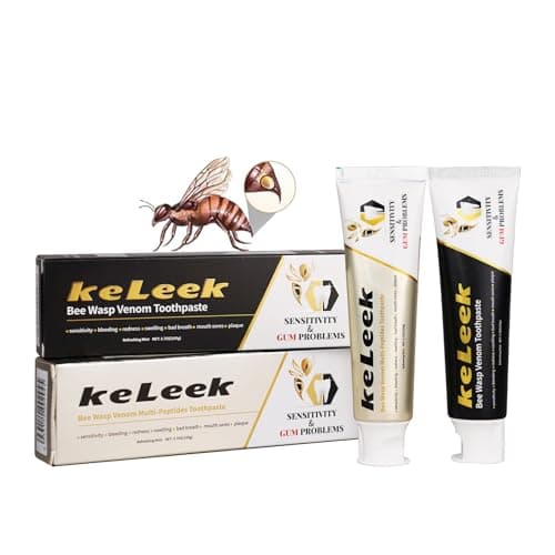 KeLeek 2PCS Bee Wasp Venom Multi-Peptides Toothpaste for Bleeding Gums,Gingivitis Treatment Repair,Sensitive Teeth,Mouth Sores,Plaque,Bad Breath,Fluoride Free Toothpaste - Breath Fresheners- 3.7 OZ - Image 1