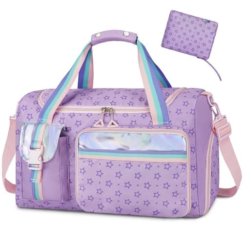 WOOMADA Travel Duffle Bag, Weekend Bag with Wet Pocket & Trolley Sleeve, Gym Dance Bag With Shoe Compartment(Star Purple) - Image 1