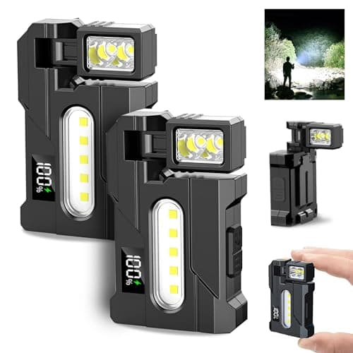 G5 EDC Flashlight – 2Pcs 400 Lumens Super Bright Rechargeable Mini Light with 270°Rotatable Magnet, 3 Modes Dual Light, 1200mAh Portable Flat Pocket Flashlights for Outdoor Camping Daily Carry (2Pcs) - Image 1