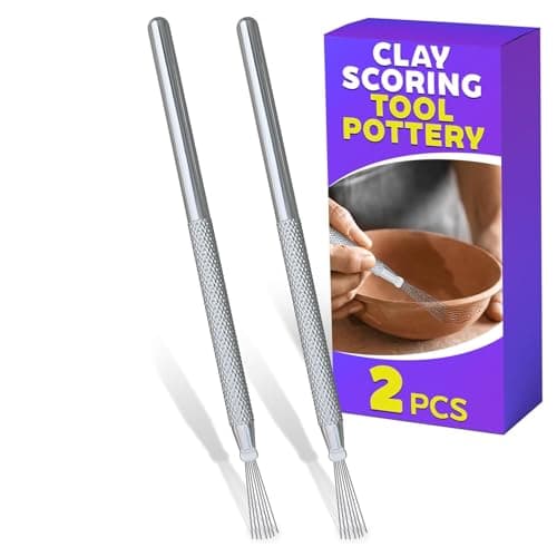 2 Pcs Pottery Scoring Tool – 5.33" Clay Scoring Tool for Carving, Trimming & Molding | Stainless Steel Tips & Sturdy Aluminum Alloy Handles - Designed for Sculpting Clay, Ceramics, and DIY Craft Work - Image 1