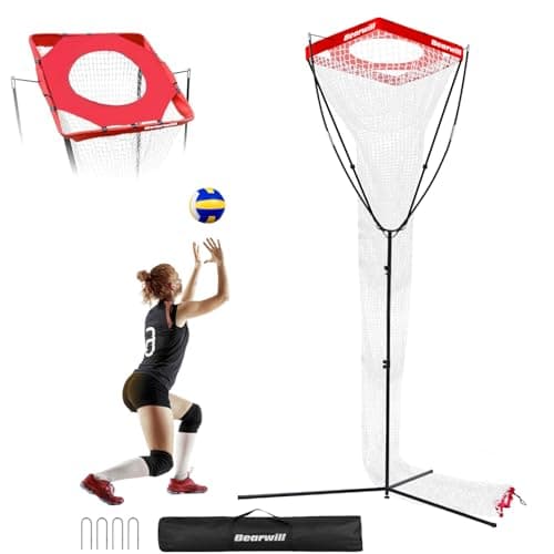 Bearwill Volleyball Setter Trainer Net, Volleyball Training Equipment Adjustable Angle Height 8-13 FT Setter Net, Indoor Outdoor Volleyball Practice Net System for Serving, Spiking and Setting - Image 1