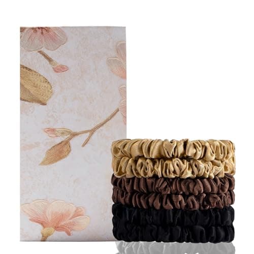 6PCS 30 Momme 100% Pure Mulberry Silk Scrunchies Hair Ties for Women Thick Hair Small Protection & Care - Image 1
