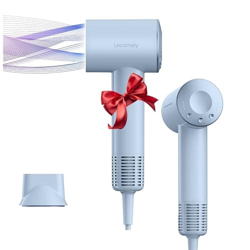 Lecomely Dual Voltage Hair Dryer for Worldwide Travel, High-Speed Blow Dryer for 5X Faster Drying, 200M Negative Ions, Portable Travel Dryer for Salon Results at Home & Abroad (Blue)