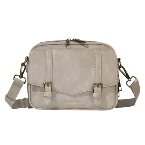 buyborgood Women‘s Anti Theft RFID Blocking Small Vegan Leather Crossbody Bag Travel Purse With Built In Wallet Messenger Bag, Vintage Gray - Image 1