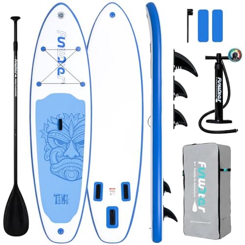 FunWater 10'6×33"×6" Inflatable Stand Up Paddle Board with Premium SUP Paddleboard Accessories,Adults & Youth for All Skill Levels, Included with Board, Paddle, Pump, Three Fins, Backpack - Image 1