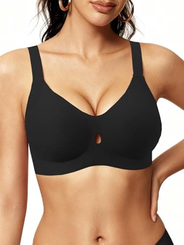 COCOMARTS Jelly Bras for Women No Underwire Seamless Push Up Bra Full Support Comfort Bralettes Wireless Plunge Everyday Bra Black Medium - Image 1