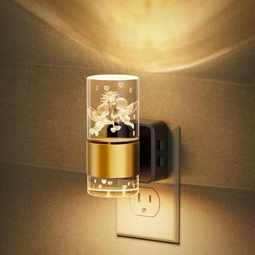 JandCase Night Lights Plug into Wall,Angel Night Light, 3000K+RGB 10-Color LED Nightlight with Dusk to Dawn Sensor, 10/50/100LM Adjustable Brightness for Birthday Home Decor - Image 1