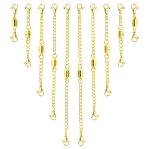 MKCYD Necklace Extender with Magnetic Clasps, Gold Magnetic Necklace Clasps and Closures with Necklace Extenders for Women - Image 1