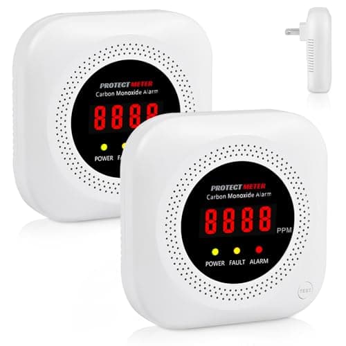 Carbon Monoxide Detectors, 2 Pack Protectmeter Portable Carbon Monoxide detectors Plug in Wall for Travel, CO Alarm/Monitor for Home/Hotel Room/RV with AC Socket with Digital LCD - Image 1