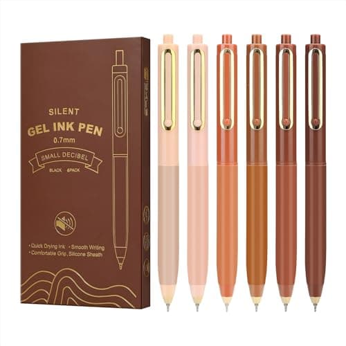 Niodel Gel Pens,6 Pcs Quick Drying Black Ink Medium Point 0.7mm Pens,Smooth Writing Pens with Silicone Sheath,Silent Click Pen Set for Journaling Note Taking (style_1) - Image 1
