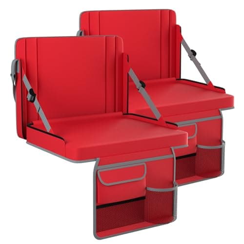 Stadium Seats with Back Support 2PACKS Adjustable Bleacher Chairs with Back and Cushion Bleacher Seat with Cup Holder, Carry Handle & Shoulder Strap for Outdoor Sports Events, Picnics,Large Red