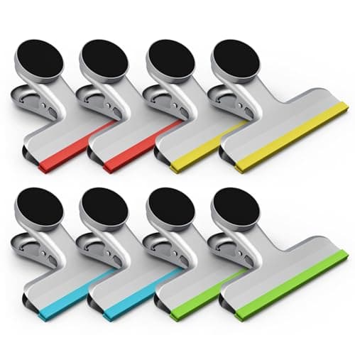 HOUSE AGAIN 8 Pack Chip Clips Bag Clips, Magnetic Bag Clip Covered with Silicone, Chip and Bag Clips for Food Storage Heavy Duty, Stainless Steel Food Clip for Snack, Kitchen, Refrigerator,Office - Image 1