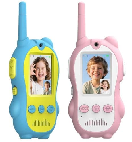 Video Walkie Talkies for Kids, 2 Pack Rechargeable Penguin Two Way Radios with Video Call 2" Screen, Voice Changer & Sticker Effects, Long Range Indoor Outdoor Camping Toys for Boys Girls 3-12 - Image 1