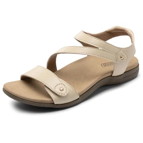 Rihero Orthopedic Sandals for Women Arch Support Comfortable Flat Sandals with Adjustable Strap for Summer Beach Walking Sand 9.5 - Image 1
