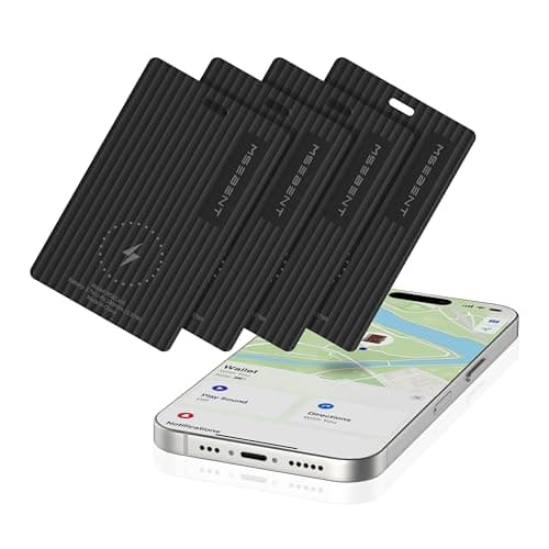 MSEBENT Wallet Tracker Card Smart Tag 4 Pack, Apple MFi Certified Bluetooth Finder, Wireless Charging Slim Item Locator, IP67 Waterproof, Works with Apple Find My for Keys, Bags, Passport, iOS Only - Image 1