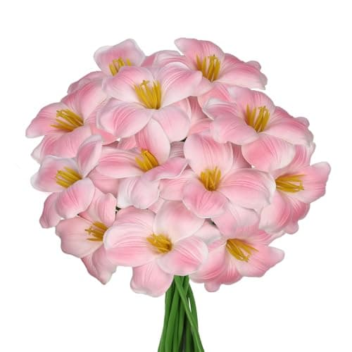 Florielle 12pcs 16" Fully Bloomed Tulip Artificial Flowers Bouquet Fake Faux Flowers for Spring Summer Home Table Centerpieces Decor Party Wedding Mother's Day Easter Gifts Decorations (Pink)