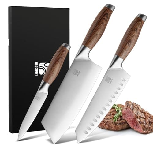 HAOCHUYI 3-Piece Professional Chef Knife Set - Ultra-Sharp Kitchen Knives with Ergonomic Steel Handle, Ideal for Home, Outdoor, Camping, BBQ, and Gifts for Men - Image 1