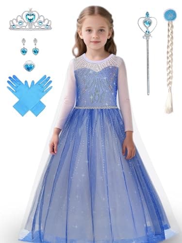 YYSSNM Girls Princess Dress with Crown Magic Wand Cape Princess Costumes for Party Cosplay3-9 - Image 1