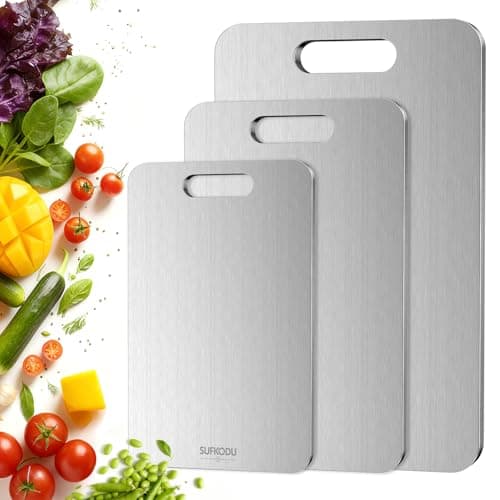 Titanium Cutting Board Set of 3, Titanium Cutting Boards for Kitchen, 100% Double-Sided Titanium Cutting Boards, Separate Raw and Cooked Food Areas, Non-Toxic, Dishwasher Safe (S+ M + L) - Image 1