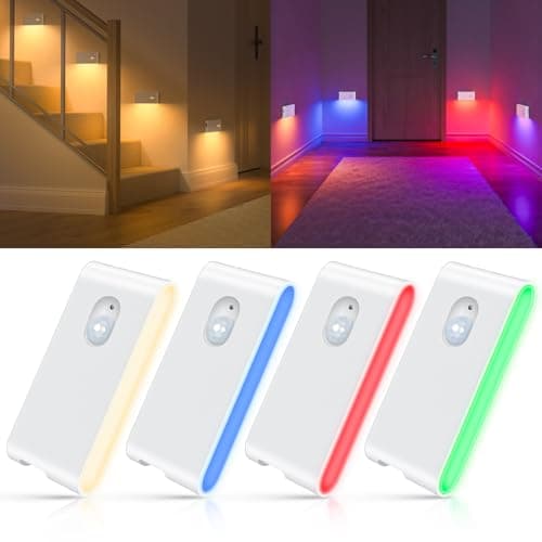 WILLED Stair Lights Indoor RGB & Warm White,Rechargeable Motion Sensor Night Light,Wireless Motion Sensor Lights Indoor for Stair,Bathroom,Hallway,Kitchen,Closet,Cabinet,Bedroom,Kids' Room - Image 1