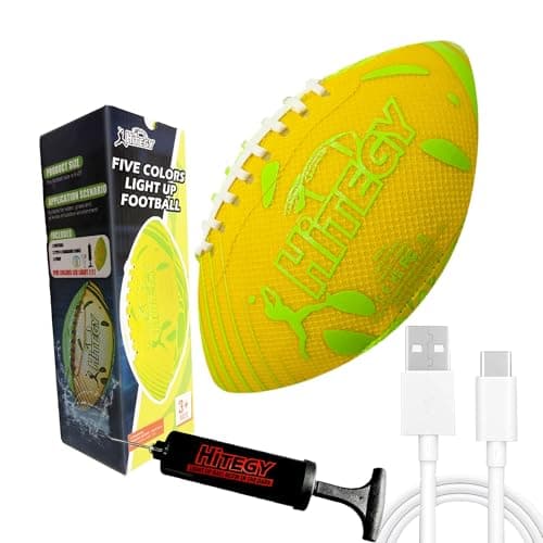 MPMVP Glow in The Dark Football Light Up Football | USB-C Rechargeable LED Ball with Pump | Night Game Ball for Indoor & Outdoor Play | Gift Ready for Boys & Kids (Mesh Fabric) - Image 1