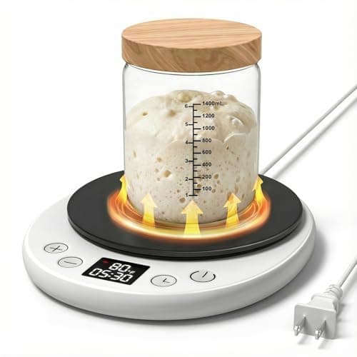 amhshkou Sourdough Starter Warmer - Professional 1°F Precision, 24H Auto Shutdown Timer, Delayed Start, 4.9" Surface for Perfect Fermentation (White) - Image 1