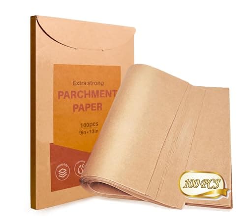 Yarmchahk 100pcs Unbleached Parchment Paper Sheets, 9x13In Precut Cooking Paper Liners for Baking Sheets, Air Fryer, Microwave, Grilling, Oven, Non-Stick,Non-Toxic, Oil Proof, Food Grade - Image 1