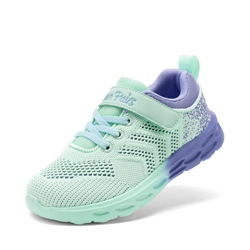 DREAM PAIRS Boys Girls Shoes Kids Tennis Footwear EZ-Ons GoGetters Running Athletic School Sneakers for Little/Big Kid,Size 13 Little Kid,Mint Green/Purple,KD18001K - Image 1