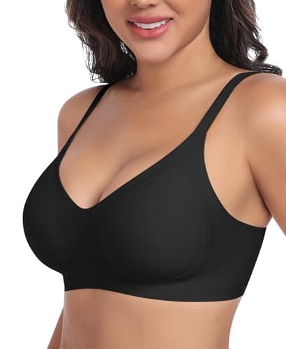 Ganado Bras for Women No Underwire Wireless Push Up Bra Full Coverage Seamless Comfortable Bralettes (Black, Small) - Image 1