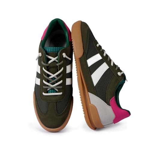 Tigeridea Womens Green Sneakers Lace up Closed Toe Fashion Sneakers Breathable Tennis Shoes for Women Size 8 - Image 1