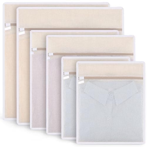 Dntorx 6Pcs Durable Cotton Mesh Laundry Bags for Delicates, 12×16in+16*20in+20*24in Breathable Laundry Mesh Wash Bags with Sturdy Zipper for Delicates, Clothes, Pants, Underwear, Bra, Socks (M+L+XL) - Image 1