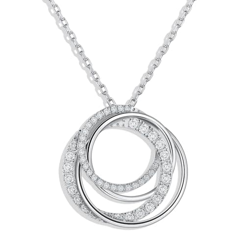 Ladylike Moissanite Interlocking Circle Pendant Necklace for Women 925 Sterling Silver with 18K White Gold Plated Adjustable Chain Lab Created 4 Generations Necklace Anniversary Valentine's Day Gifts - Image 1