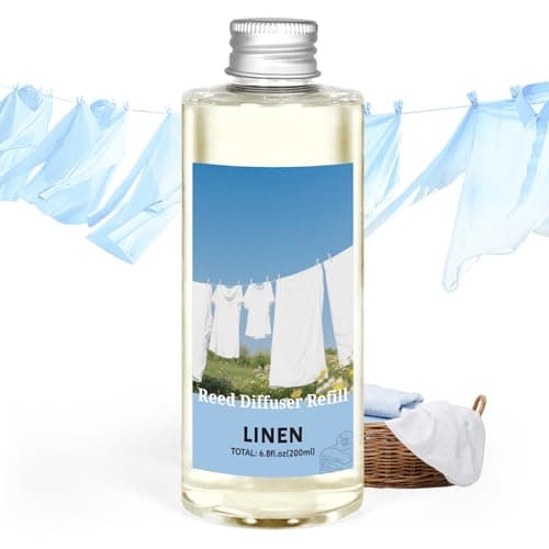 STRN Linen Essential Oil Reed Diffuser Refill 200ml Long-Lasting Aromatherapy, Natural Fragrance Liquid with Eco-Friendly Bottle for Home, Bedroom, Spa - Image 1