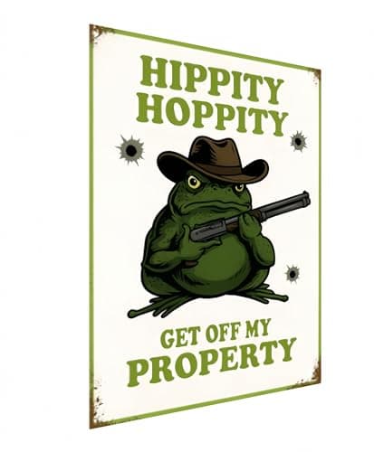 Carastora Funny Frog Metal Sign, Rustic Vintage Room Decor for Bedroom Door, Humorous “Stay Away” Warning Plaque, Garden and Garage Wall Art, 8x12 Inches - Image 1