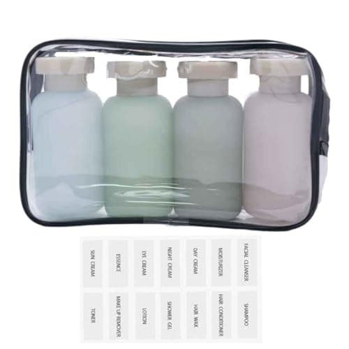 3.4oz Travel Shampoo Bottle with Flip Cap, Leak Proof Plastic Squeeze Bottles, Reusable Empty Travel Shampoo and Conditioner Bottles for Creams, Lotion, Foundation, Conditioner (Forest Series, 4Pcs) - Image 1
