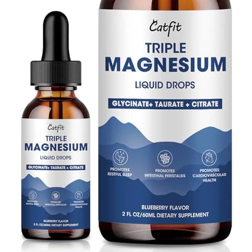 Magnesium Glycinate Liquid Drops with Taurate & Citrate, Magnesium Supplement for Sleep, Calm & Relaxation, with Potassium & Omega-3, High Absorption Formula, Blueberry Flavor, 2 Fl Oz - Image 1