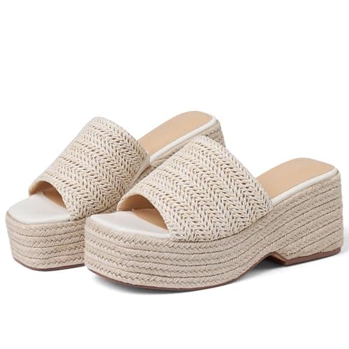 EQAUDES Womens Sandals Comfortable Platform Dressy Summer Wedge Espadrille Sandal Straw Raffia Sandals Cute Beach Vacation Woven - Image 1