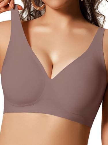 COCOMARTS Jelly Bras for Women No Underwire Seamless Push Up Comfortable Tshirt Everyday Deep V Bra with Support and Lift Grey Medium - Image 1