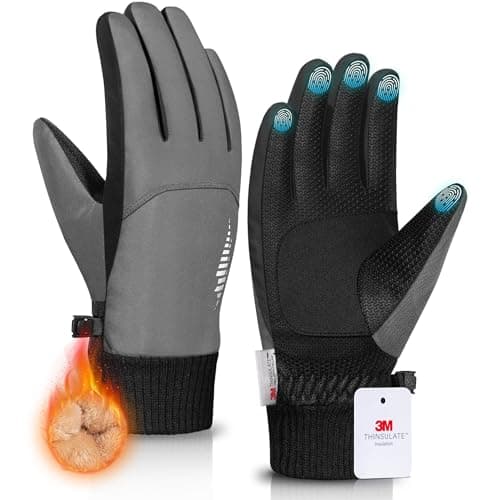 rivmount Winter Gloves made with 3 M Insulation/Waterproof/Touchscreen for Women Men, Thermal Warm Gloves for Cold Weather Outdoor, Running, Cycling, Ski, Snow, Daily, Hiking, Gray Size S - Image 1