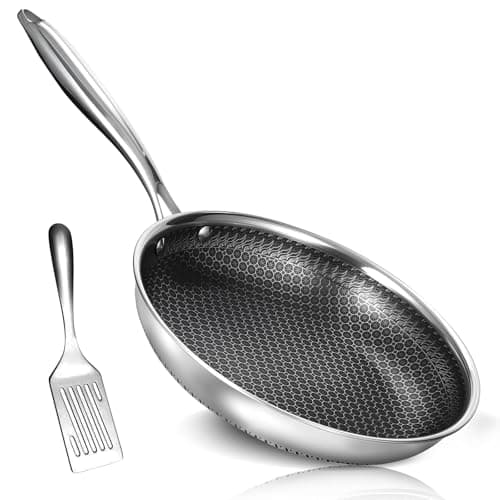 USELUCK 10 Inch Nonstick Frying Pan, Stainless Steel Skillet with Honeycomb Surface, Induction Compatible, Oven & Dishwasher Safe, PFAS-Free Cookware - Image 1