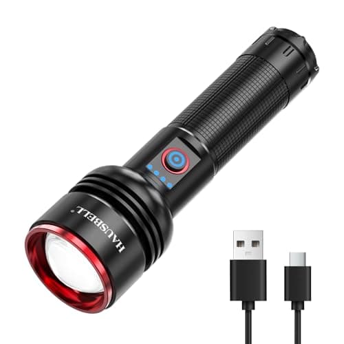 HAUSBELL High Lumens LED Flashlight, Super Bright Compact Handheld Torch, 3 Modes Zoomable, IP67 Waterproof, Includes 3 AAA Batteries for Immediate Use, for Camping, Hiking, Emergencies and Gifts - Image 1