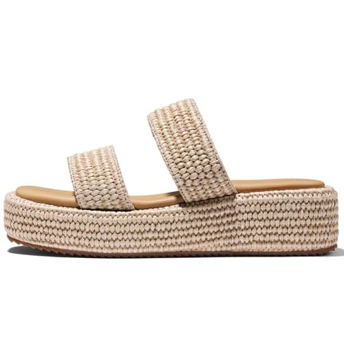 Erocalli Sandals for Women 2025 Open Toe Platform Espadrilles Wedges Cute Dressy Summer Beach Raffia Sandal Flatform Comfortable Two Straps Slides Vacation Resort Wear