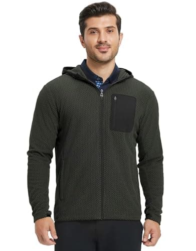 M MAELREG Mens Winter Zip-Up Hoodie Jacket Lightweight Stretch Double-Sided Fleece with 5 Pockets for Outdoor - Image 1