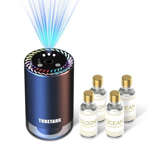Smart Car Air Freshener with Star Light & 200ml Diffusers Oil Refills, Auto On/Off Aroma Diffuser, 3 Adjustable Mist Modes Rechargeable Aromatizante para Carro - Car Diffuser(Cologne*2+Ocean*2) - Image 1
