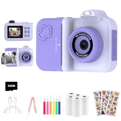 Kids Camera Instant Print, Christmas Birthday Gifts Toys for Girls Boys Age 4 5 6 7 8 9 10 11 12 Years Old,1080P HD Dual-Lens Selfie Digital Camera with 5 Rolls Print Paper Stickers Pens & 32G Card - Image 1