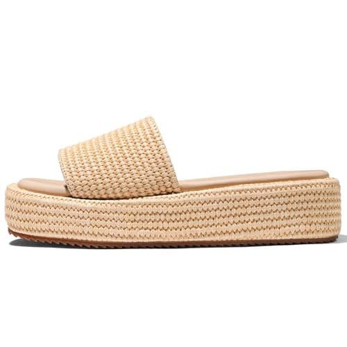 Erocalli Platform Sandals Women Brown Wedge Sandal Espadrilles Wedges Summer Beach Raffia Comfortable Cute Open Toe Dressy Party Outdoor Bohemia Vacation Shoes - Image 1