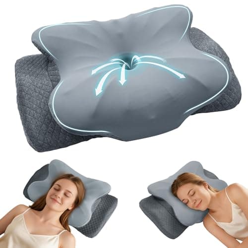 ZeroZillo Cervical Neck Pillow for Sleeping, Ergonomic Memory Foam Pillow for Neck Pain Relief, Dual Height Contour Support for Side and Back Sleepers, Cooling Breathable Pillowcase, Grey - Image 1